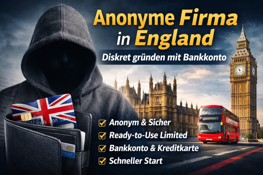 Anonyme Firma in England gründen diskret mit Bankkonto UK Limited sofort startklar