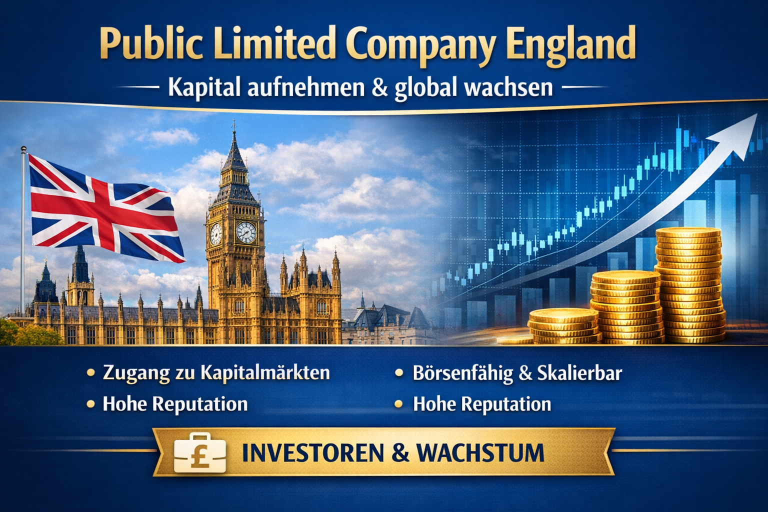 Public Limited Company England Kapital aufnehmen Investoren Wachstum PLC Unternehmen UK
