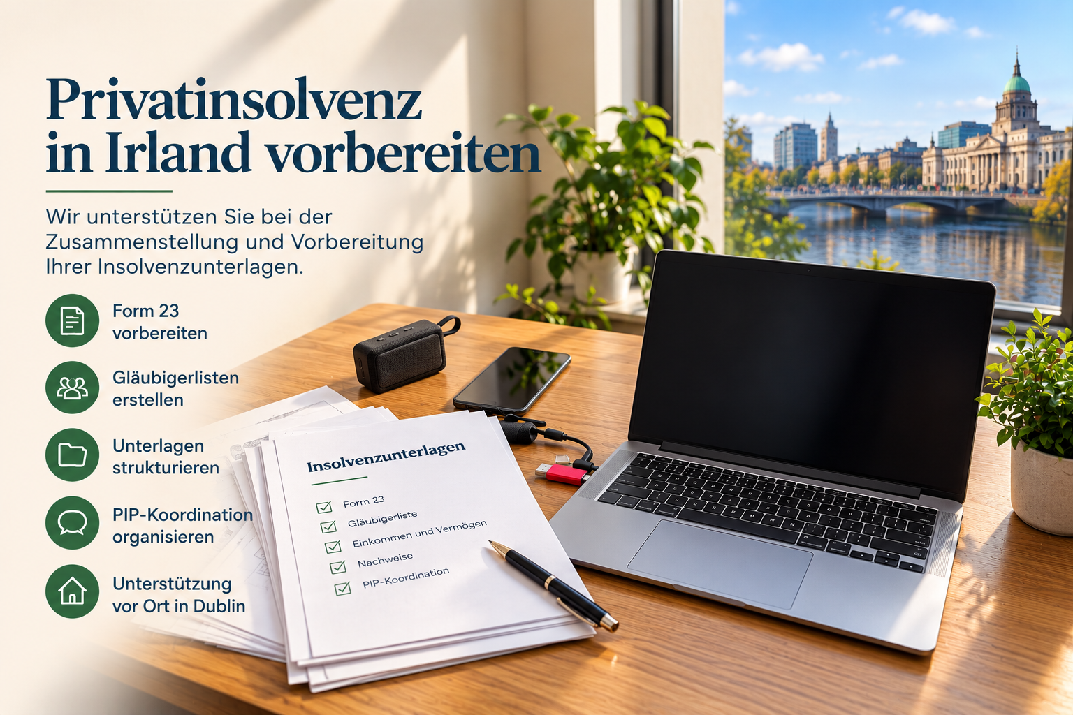 Privatinsolvenz Irland vorbereiten – Insolvenzunterlagen, Form 23 und PIP-Koordination